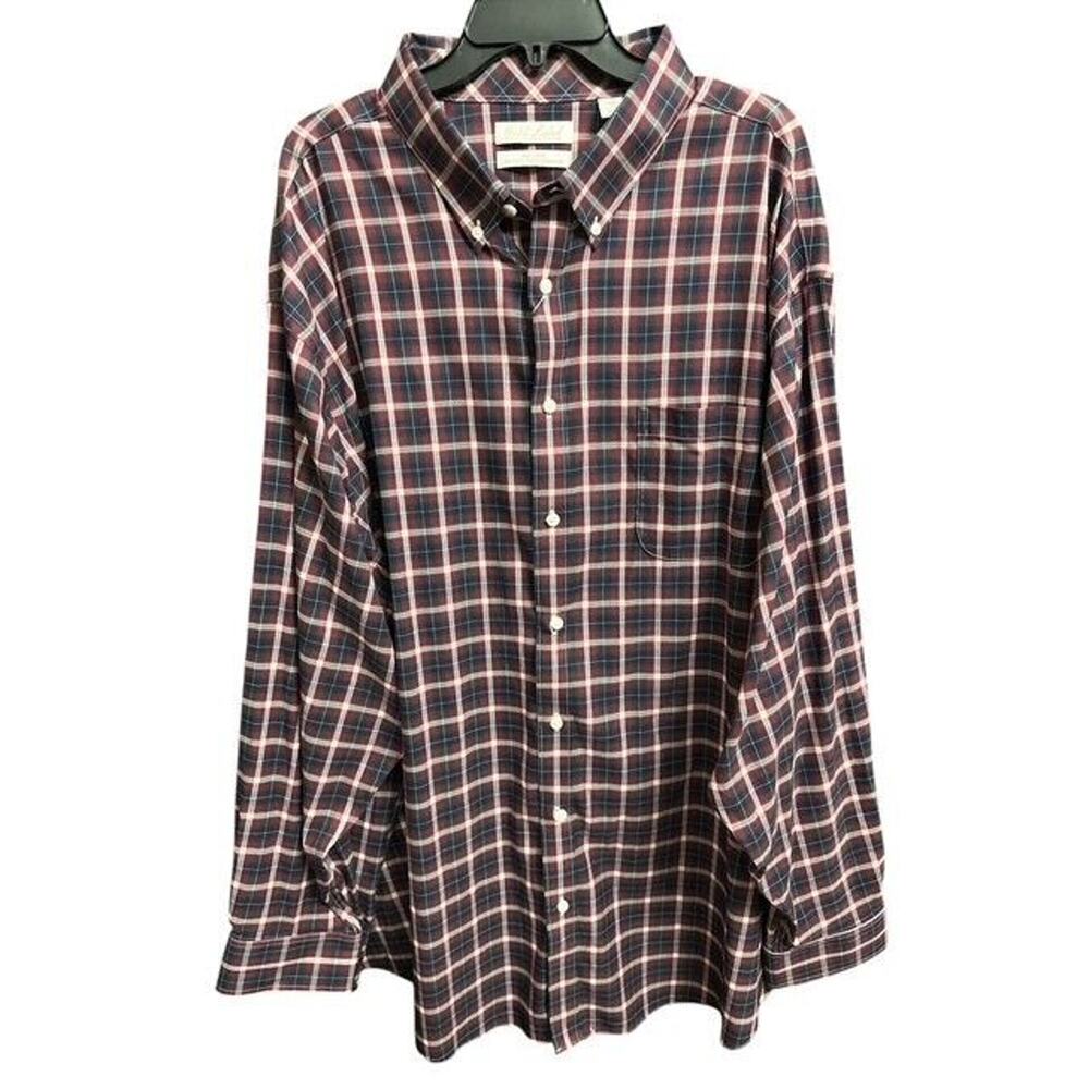 Gold Label 3XT Shirt Black Red Plaid Non-Iron Soft Cotton Pocket Resists Fading